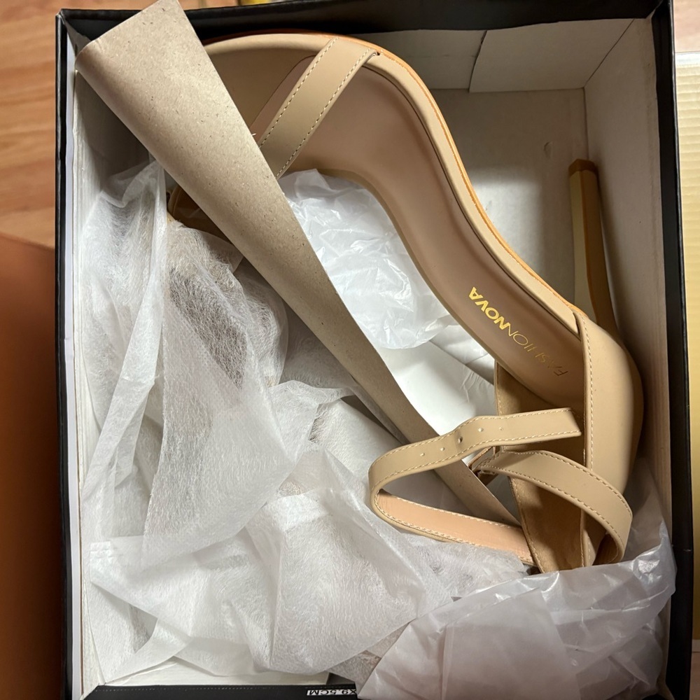 Fashion Nova Nude Strappy Heels - Picture 2 of 9